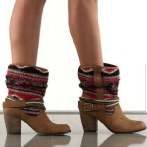 Steve Madden Tolteca Leather Boots Aztec Southwestern